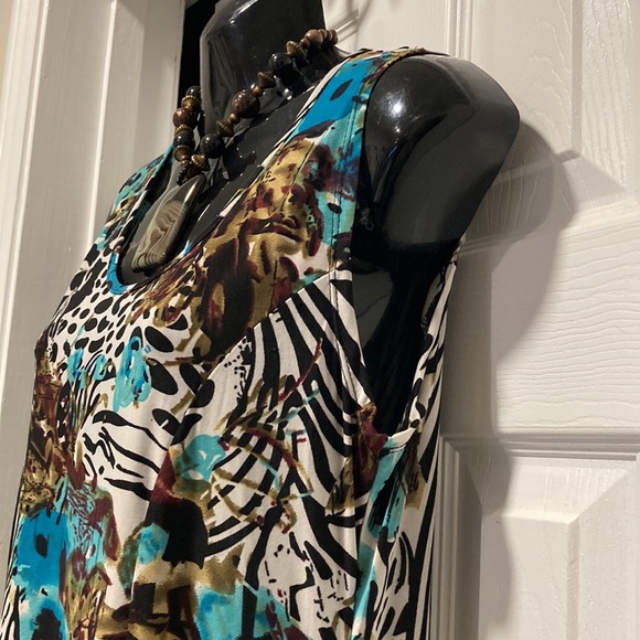 NWOT - Casa Donna Sleeveless Summer Dress Pullover Round Neck Style Animal Print - Picture 14 of 15